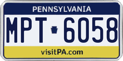 PA license plate MPT6058