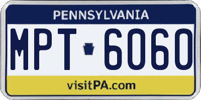 PA license plate MPT6060