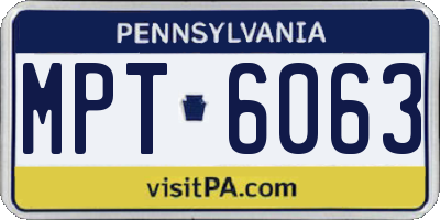PA license plate MPT6063
