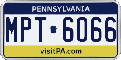 PA license plate MPT6066