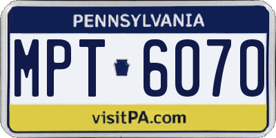 PA license plate MPT6070