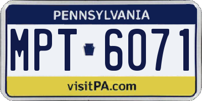 PA license plate MPT6071
