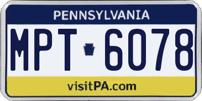 PA license plate MPT6078