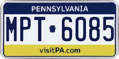 PA license plate MPT6085