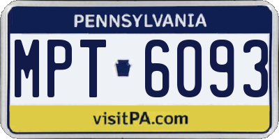 PA license plate MPT6093