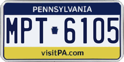 PA license plate MPT6105