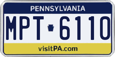 PA license plate MPT6110