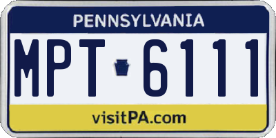 PA license plate MPT6111