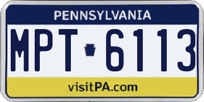PA license plate MPT6113