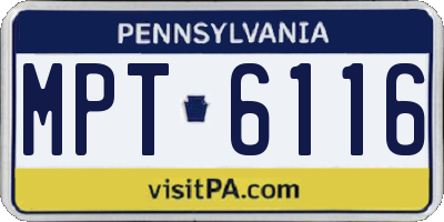 PA license plate MPT6116