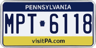PA license plate MPT6118