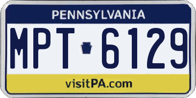 PA license plate MPT6129