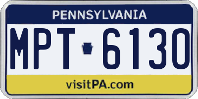 PA license plate MPT6130