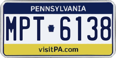 PA license plate MPT6138