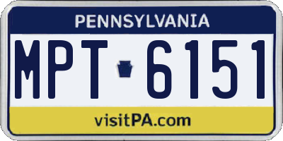 PA license plate MPT6151