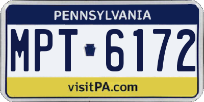 PA license plate MPT6172