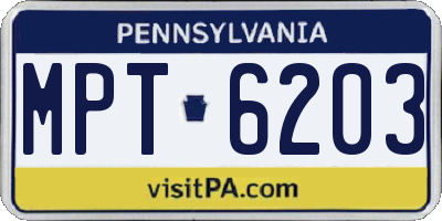 PA license plate MPT6203
