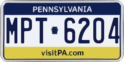 PA license plate MPT6204