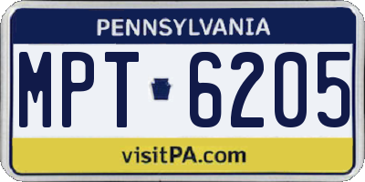 PA license plate MPT6205
