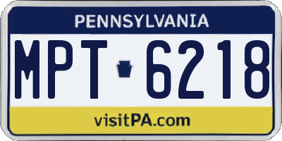 PA license plate MPT6218