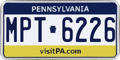 PA license plate MPT6226