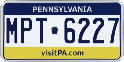 PA license plate MPT6227