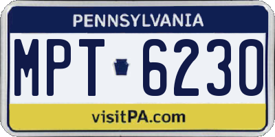 PA license plate MPT6230