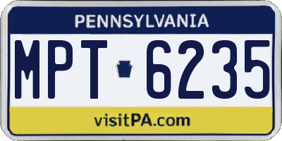 PA license plate MPT6235
