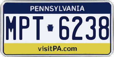 PA license plate MPT6238