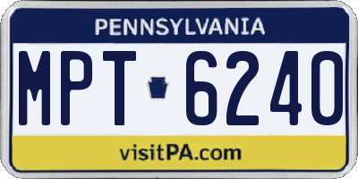 PA license plate MPT6240