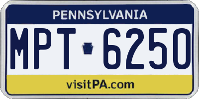 PA license plate MPT6250