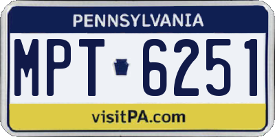 PA license plate MPT6251