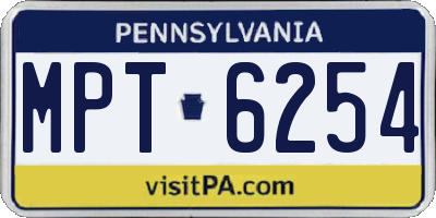 PA license plate MPT6254
