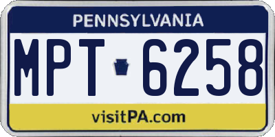 PA license plate MPT6258