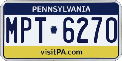 PA license plate MPT6270