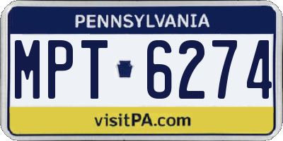 PA license plate MPT6274