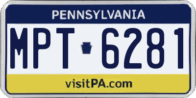 PA license plate MPT6281