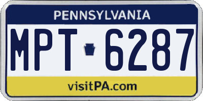 PA license plate MPT6287