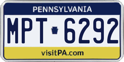 PA license plate MPT6292