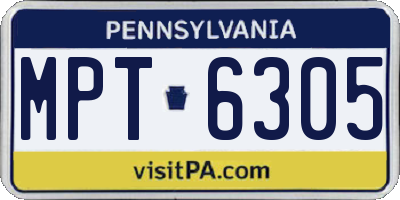 PA license plate MPT6305