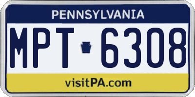 PA license plate MPT6308