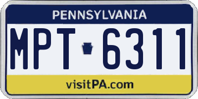 PA license plate MPT6311