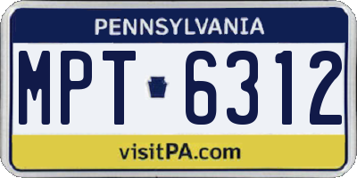 PA license plate MPT6312