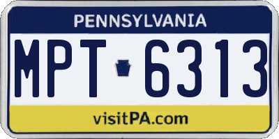 PA license plate MPT6313