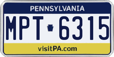 PA license plate MPT6315