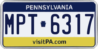 PA license plate MPT6317