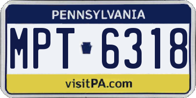 PA license plate MPT6318