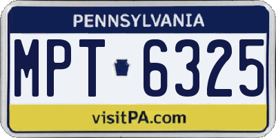 PA license plate MPT6325