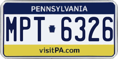 PA license plate MPT6326