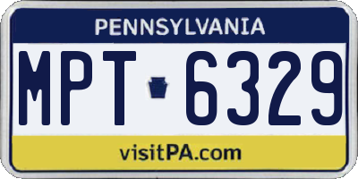 PA license plate MPT6329